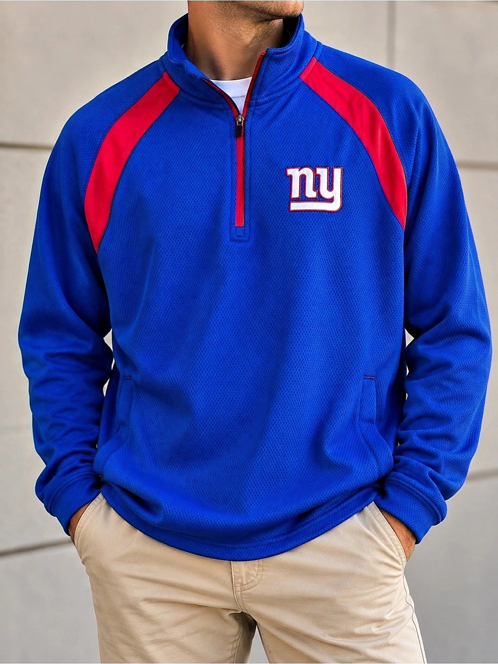 NFL New York Giants Men's Quarter-Zip Pullover Blue XL Like New